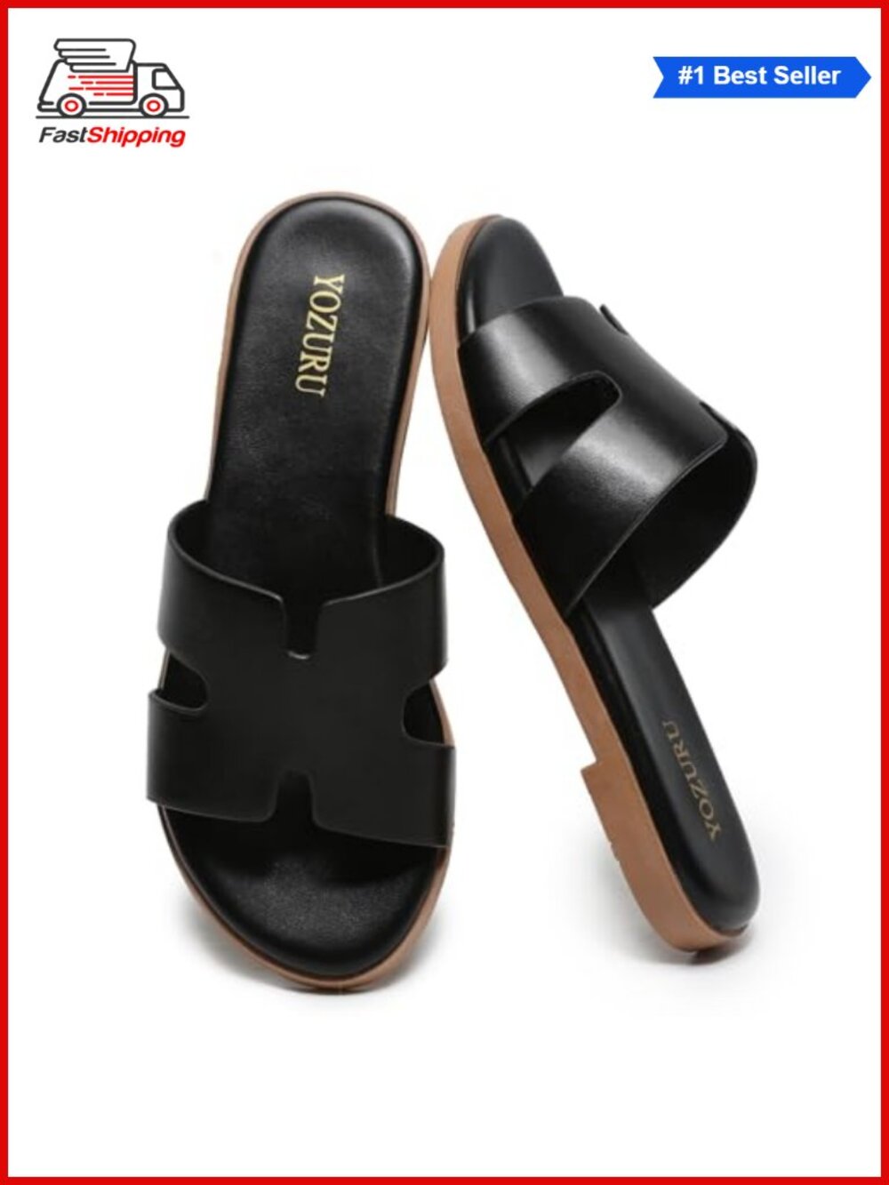 ✨ Womens Flat Sandals Dressy Summer Slides Comfortable Leather Sandals
